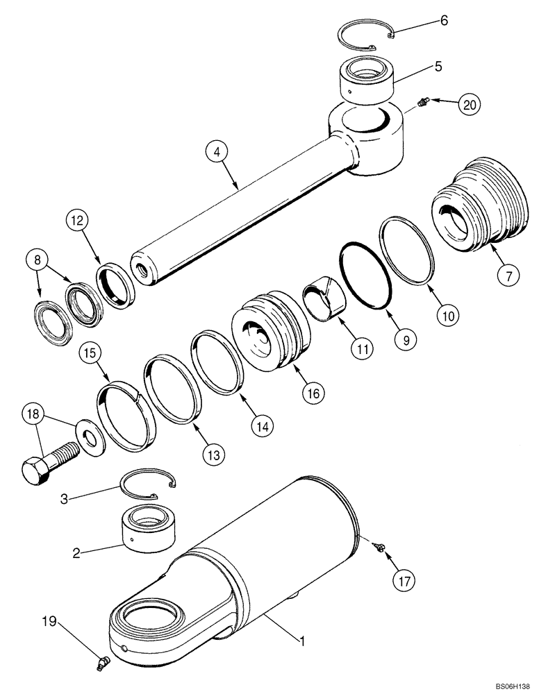 Схема запчастей Case 1150K - (08-23) - CYLINDER ASSY - TILT (08) - HYDRAULICS