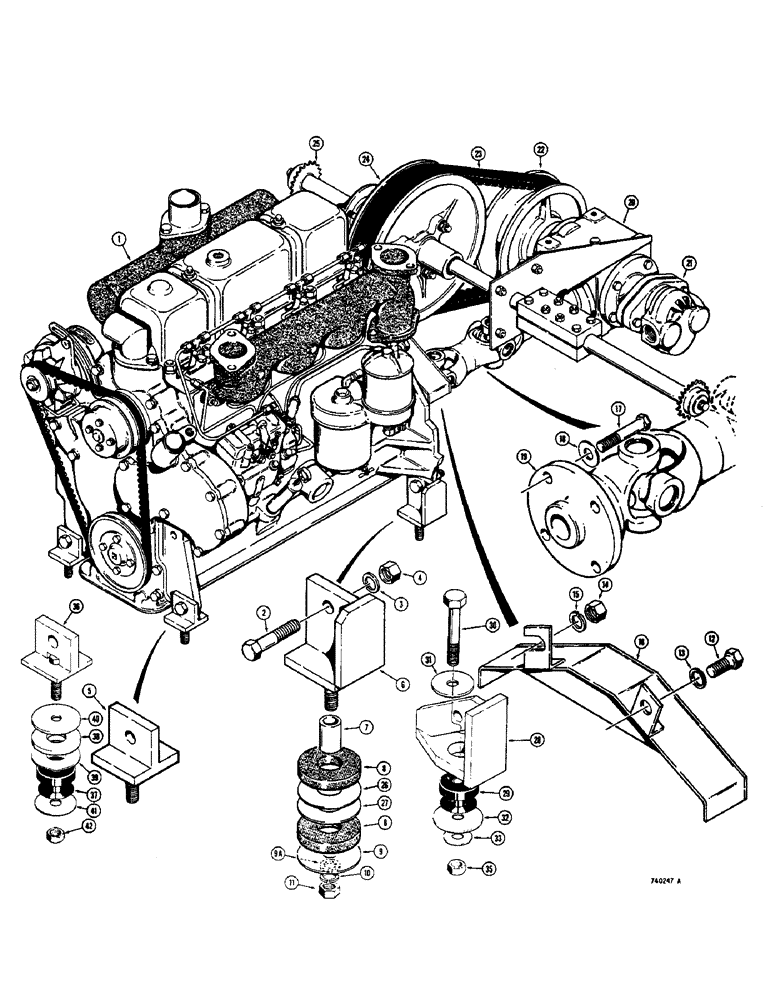 Схема запчастей Case 1700-SERIES - (094) - POWER TRAIN, ENGINE TO DRIVE SPROCKETS (14) - MAIN GEARBOX & DRIVE