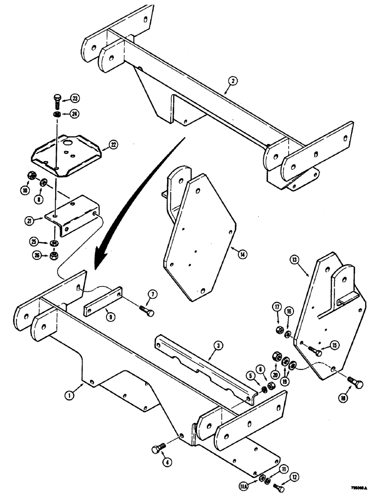 Схема запчастей Case 350B - (300) - ROPS MOUNTING PARTS, AND BACKHOE STEP PLATE (05) - UPPERSTRUCTURE CHASSIS