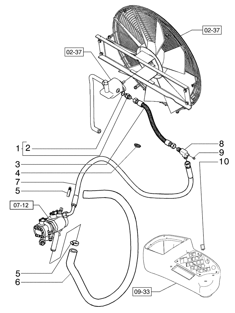 Схема запчастей Case 845B - (02-38[01]) - FAN DRIVE (02) - ENGINE