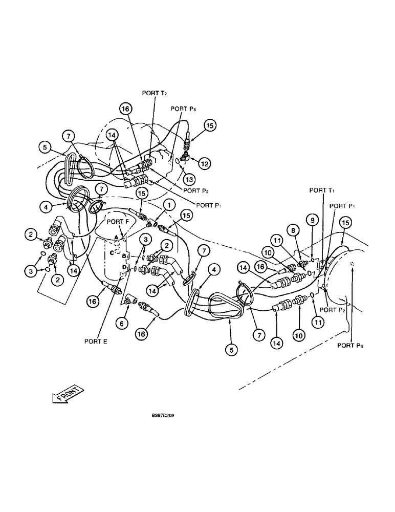 Схема запчастей Case 9040B - (6-24) - TRACK DRIVE HYD CIRCT,SWIVL TO TRACK DRVE MOTOR (06) - POWER TRAIN