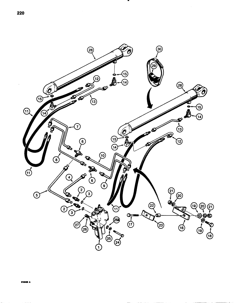 Схема запчастей Case 780B - (220) - LOADER LIFT CYLINDER HYDRAULIC CIRCUIT (08) - HYDRAULICS