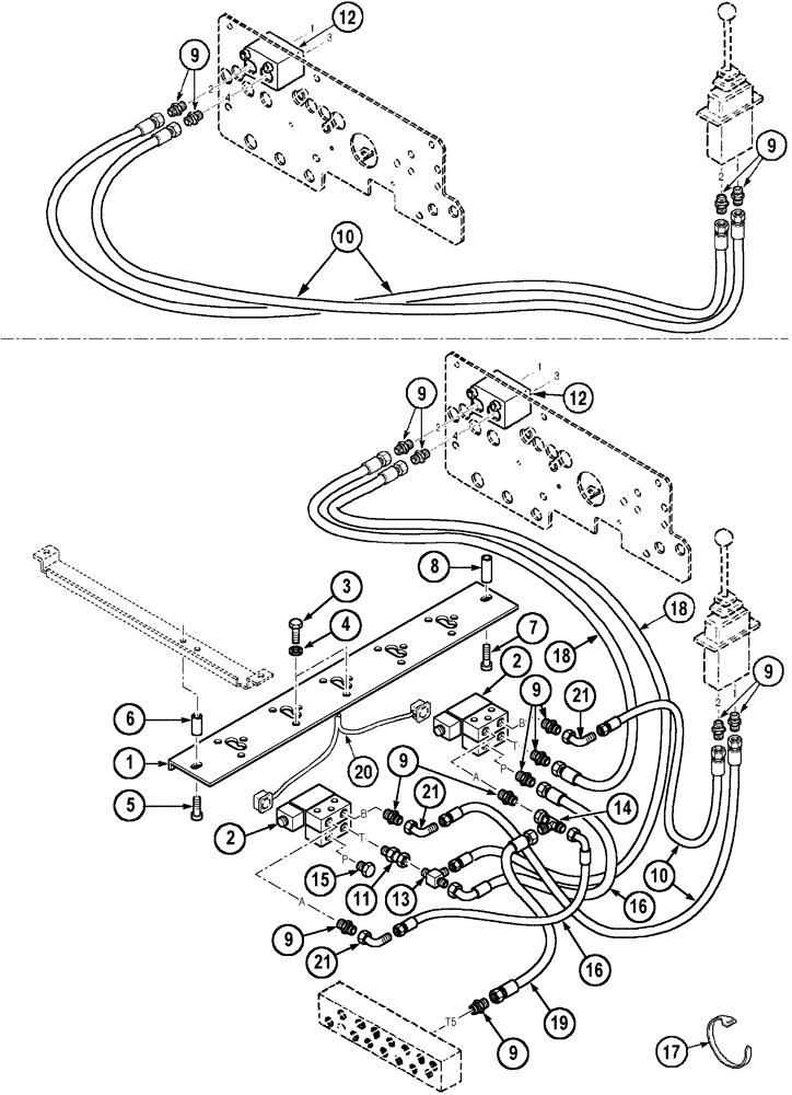 Схема запчастей Case 788 - (08D-14) - HYDRAULIC CIRCUIT TRAVEL DIRECTION CONTROL 788P / 788PSU STANDARD (07) - HYDRAULIC SYSTEM