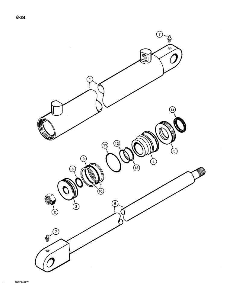 Схема запчастей Case MAXI-SNEAKER C - (8-34) - BACKHOE BOOM CYLINDER (08) - HYDRAULICS