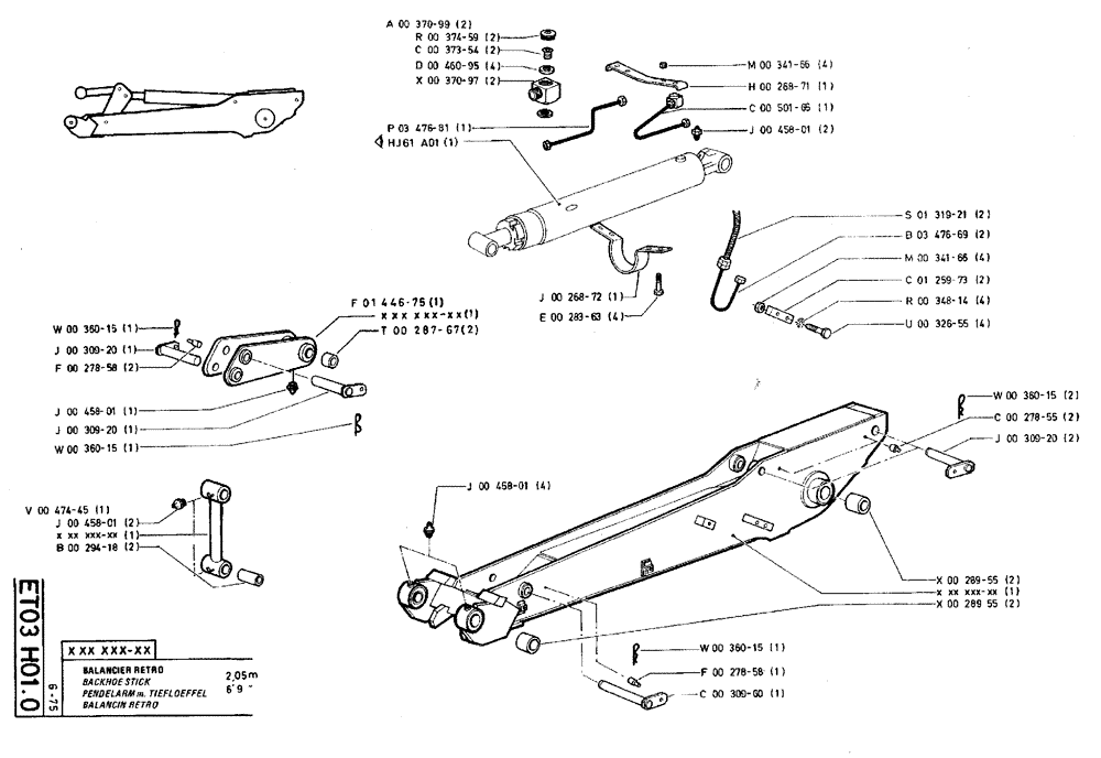 Схема запчастей Case TY45 - (ET03 H01.0) - BACKHOE STICK - 2,05 M (6 9") (14) - DIPPERSTICKS