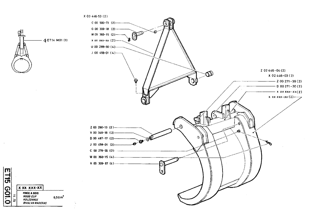 Схема запчастей Case TY45 - (ET15 G01.0) - WOOD CLIP - 0,50 M² (18) - ATTACHMENT ACCESSORIES
