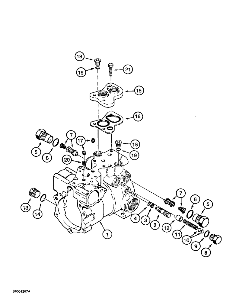 Схема запчастей Case 560 - (6-14) - TANDEM PUMP ASSEMBLY - 104437A1, FRONT DRIVE PUMP, HOUSING AND VALVES (06) - POWER TRAIN