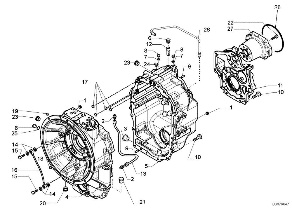 Схема запчастей Case 590SM - (06-22) - TRANSMISSION ASSY, 4WD (590SM/SM+) - HOUSING (06) - POWER TRAIN