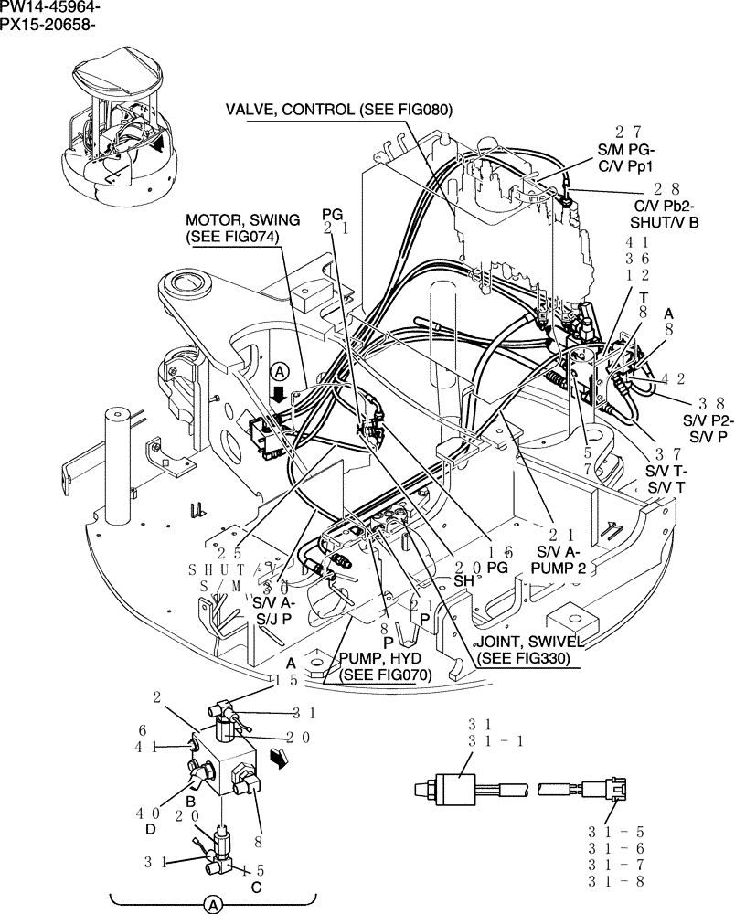 Схема запчастей Case CX31B - (718-29[1]) - CONTROL LINES, REMOTE (COOLER) (36) - PNEUMATIC SYSTEM