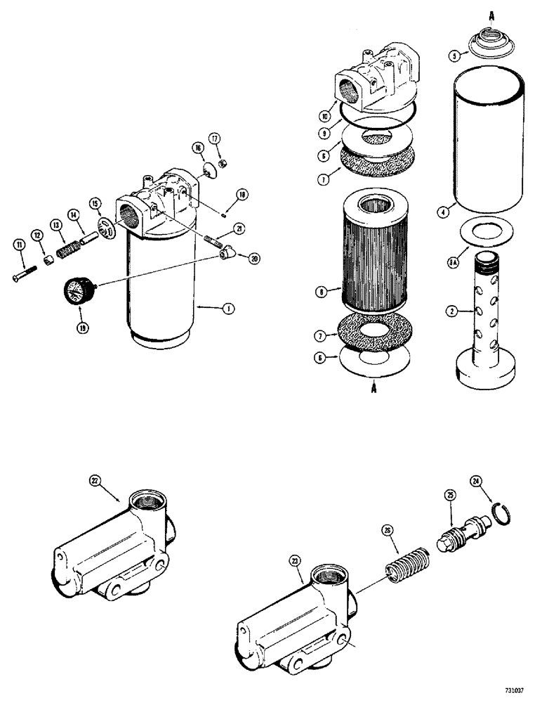 Схема запчастей Case 400C - (178) - D45650 HYDRAULIC OIL FILTER (08) - HYDRAULICS