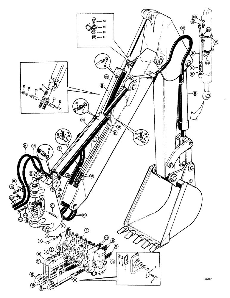 Схема запчастей Case 33S - (048) - BOOM, CROWD AND BUCKET CYLINDER HYDRAULICS 