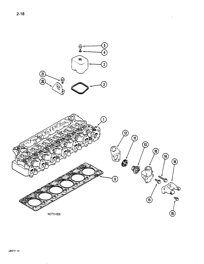 Схема запчастей Case W14C - (2-18) - CYLINDER HEAD COVERS AND GASKET, 6-590 ENGINE, 6T-590 ENGINE (02) - ENGINE