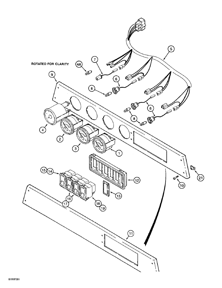 Схема запчастей Case 621B - (4-08) - OPTIONAL GAUGES AND OVERHEAD SWITCHES (04) - ELECTRICAL SYSTEMS