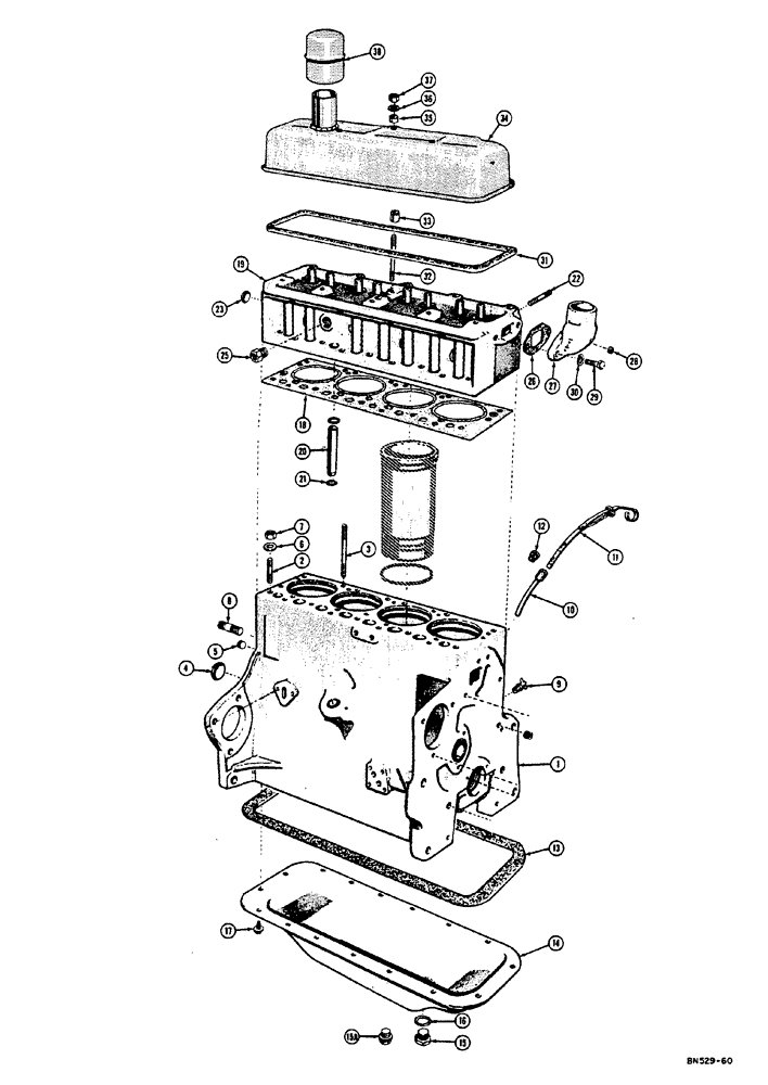 Схема запчастей Case 310E - (002) - ENGINE BLOCK AND RELATED PARTS - GAS (01) - ENGINE