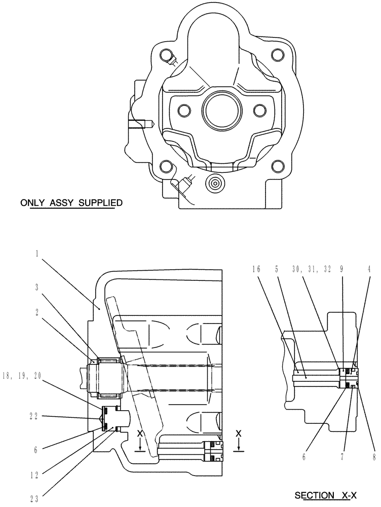 Схема запчастей Case CX36B - (HC408-01[1]) - HOUSING ASSEMBLY (35) - HYDRAULIC SYSTEMS