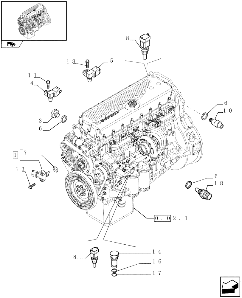 Схема запчастей Case F3AE0684S E908 - (0.17.1) - MOTOR SENSORS (504138293 - 504270447) 