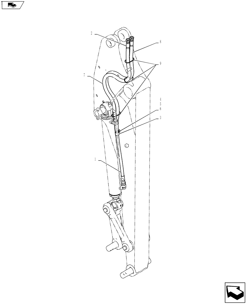 Схема запчастей Case CX55BMSR - (03-030[00]) - HYD LINES, ARM 1.66M (BUCKET) (35) - HYDRAULIC SYSTEMS