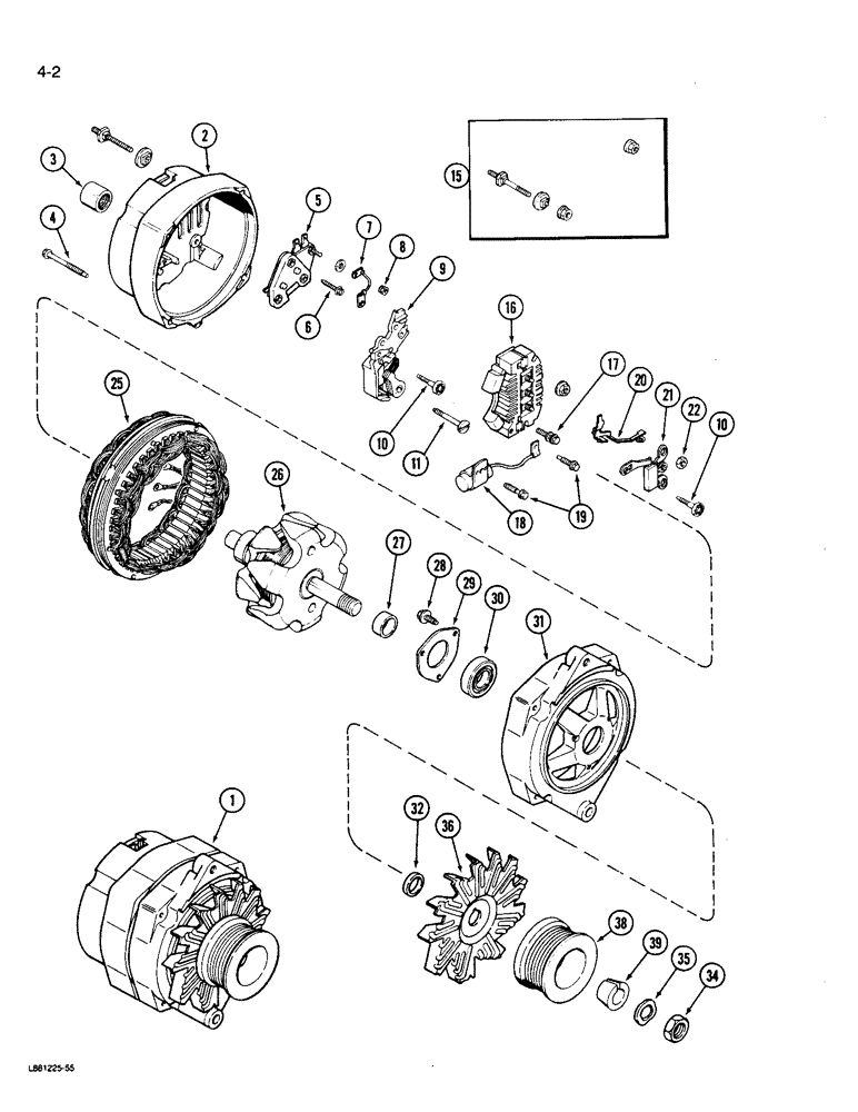 Схема запчастей Case W14B - (4-02) - L112091 ALTERNATOR, 45 AMPERE - 24 VOLT (04) - ELECTRICAL SYSTEMS