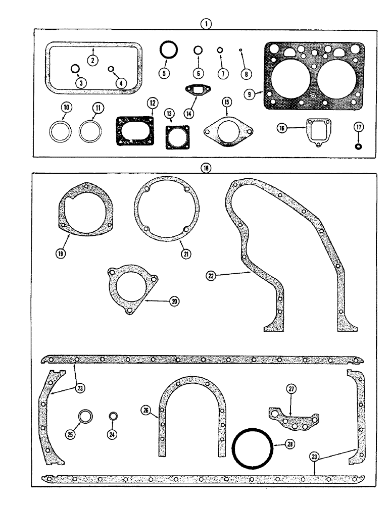 Схема запчастей Case W8B - (016) - ENGINE GASKET KITS, (401) DIESEL ENGINE (01) - ENGINE