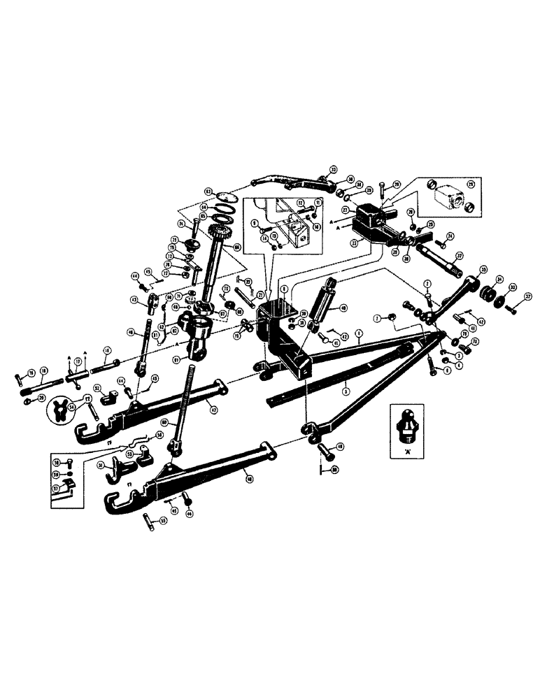 Схема запчастей Case 310C - (138) - EAGLE HITCH (WITH RIGID DRAFT ARMS), DRAWBAR AND MOUNTING PARTS (05) - UPPERSTRUCTURE CHASSIS