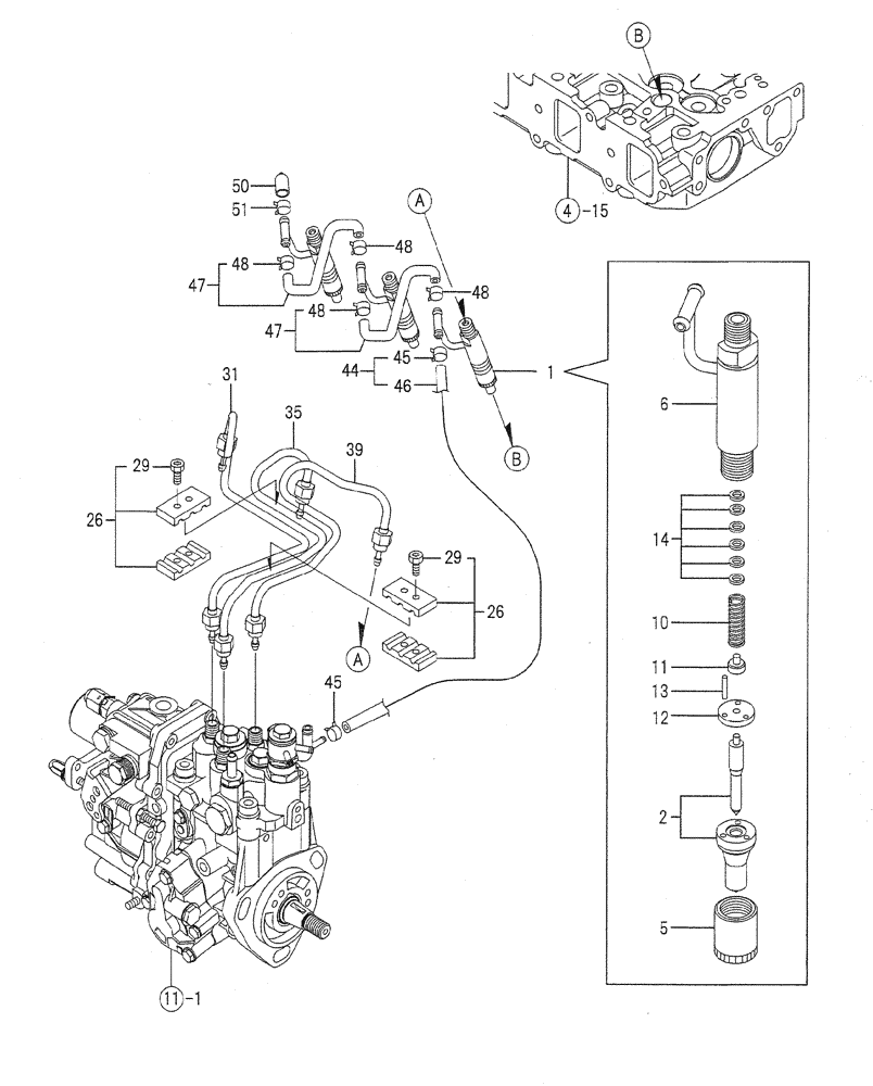 Схема запчастей Case CX31B - (08-013) - FUEL INJECTION VALVE (10) - ENGINE