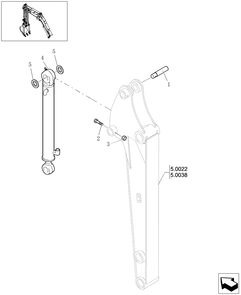 Схема запчастей Case CX20B - (2.030[01]) - BUCKET CYLINDER ASSEMBLY (84) - BOOMS, DIPPERS & BUCKETS