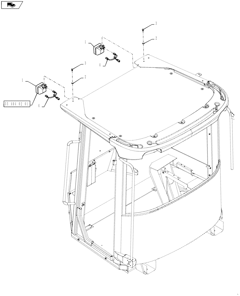 Схема запчастей Case 621F - (55.404.02) - HIGH OUTPUT WORK LIGHTS (55) - ELECTRICAL SYSTEMS