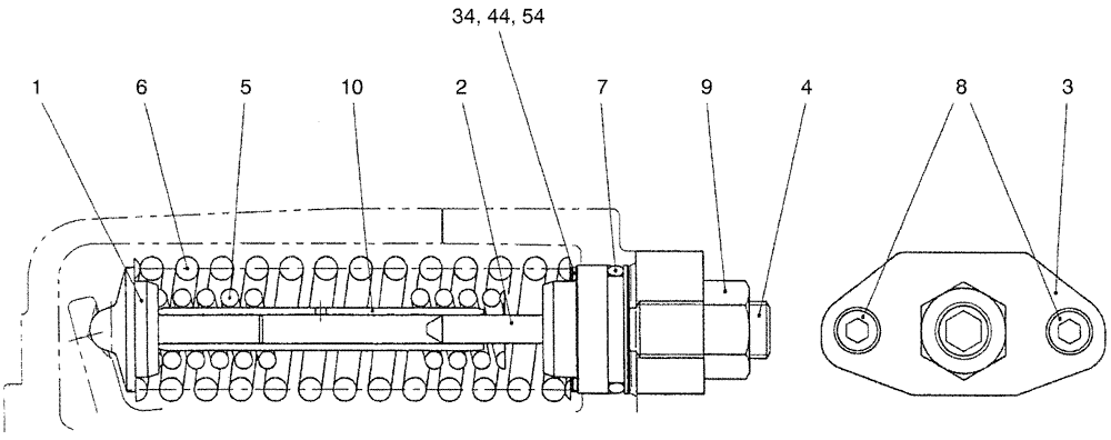 Схема запчастей Case CX36B - (07-025) - SPRING ASSY (35) - HYDRAULIC SYSTEMS