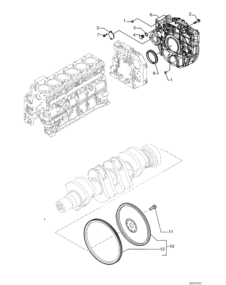 Схема запчастей Case 850L - (02-26) - FLYWHEEL - ENGINE - HOUSING (02) - ENGINE