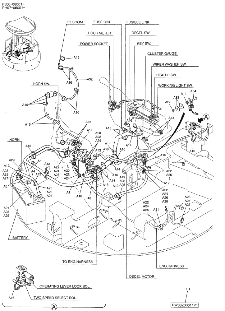 Схема запчастей Case CX50B - (01-080) - ELEC ASSY, UPP (PH03E00008F1) (05) - SUPERSTRUCTURE