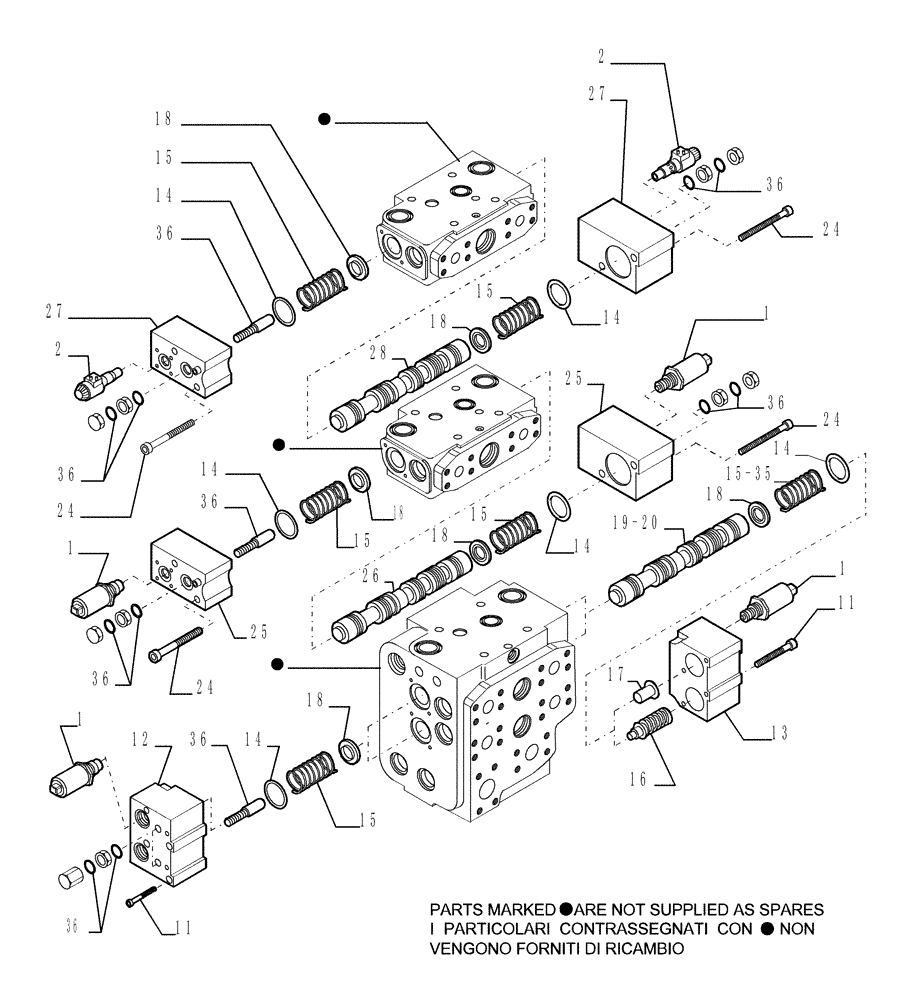 Схема запчастей Case 1850K - (9.436[03]) - BD/AD EQUIPMENT CONTROL VALVE (4 SECTIONS) - OPTIONAL CODE 784865001 (19) - OPTIONS