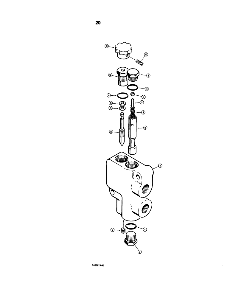 Схема запчастей Case D100 - (9-20) - D52901 FLOW CONTROL VALVE, D64103 FLOW CONTROL VALVE 