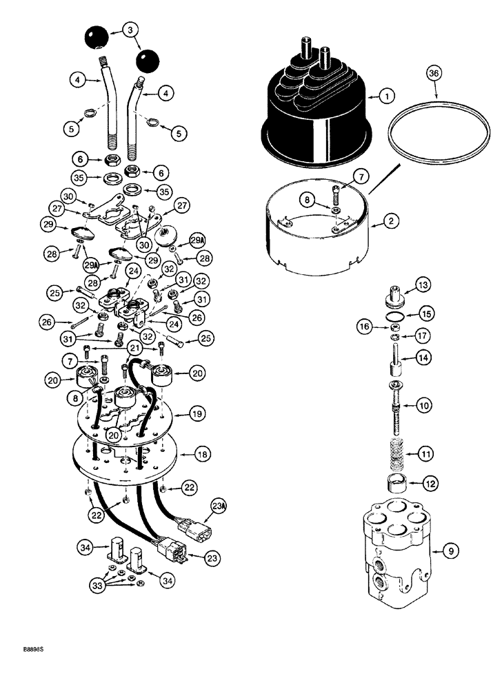 Схема запчастей Case 921 - (8-090) - DUAL LEVER REMOTE CONTROL VALVE L118040, PRIOR TO P.I.N. JAK0022795 (08) - HYDRAULICS