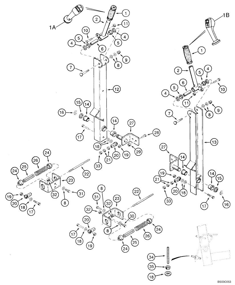 Схема запчастей Case 1840 - (06-01) - PUMP CONTROLS, FORWARD AND REVERSE - LINKAGE (EUROPE, JAF0098065 - , NORTH AMERICA) (06) - POWER TRAIN