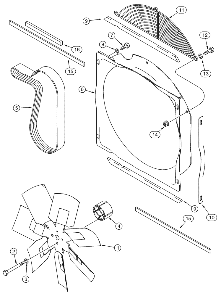 Схема запчастей Case 90XT - (02-02) - FAN FAN BELT (02) - ENGINE