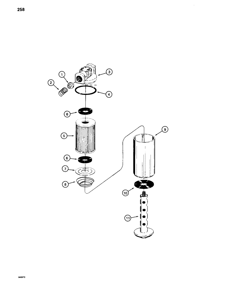 Схема запчастей Case 880C - (258) - S209408 HYDRAULIC OIL FILTER, REAR FILTER BEFORE PIN 6205236 (07) - HYDRAULIC SYSTEM