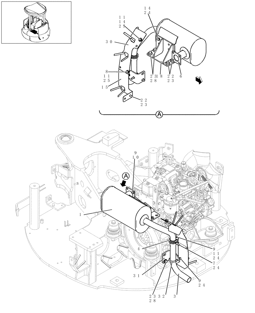 Схема запчастей Case CX22B - (046-18[1]) - MUFFLER (10) - ENGINE