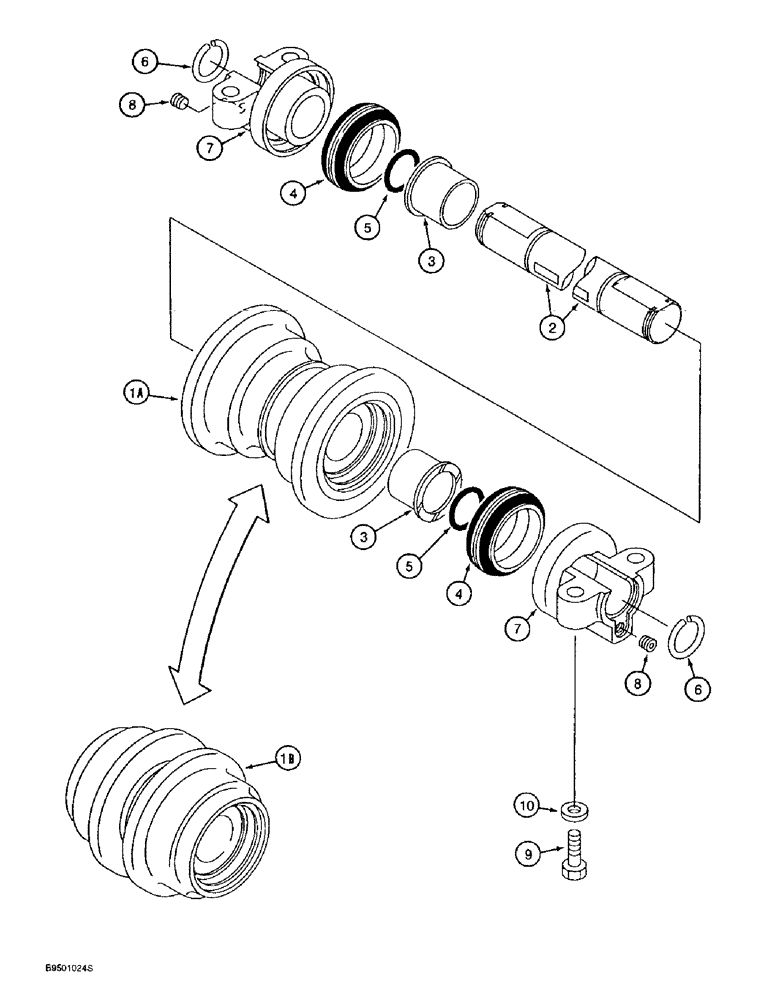 Схема запчастей Case 9020B - (5-012) - TRACK ROLLERS (11) - TRACKS/STEERING