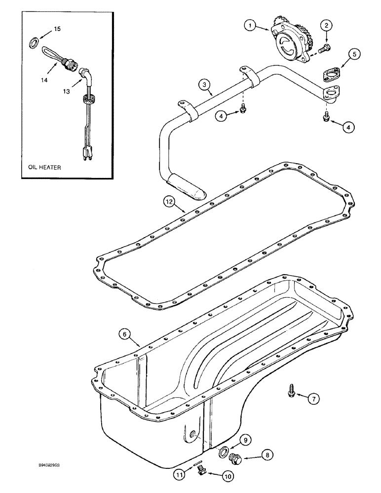 Схема запчастей Case 9030B - (2-42) - OIL PUMP AND OIL PAN, 6T-590 EMISSIONS CERTIFIED ENGINE, P.I.N. DAC03#2001 AND AFTER (02) - ENGINE