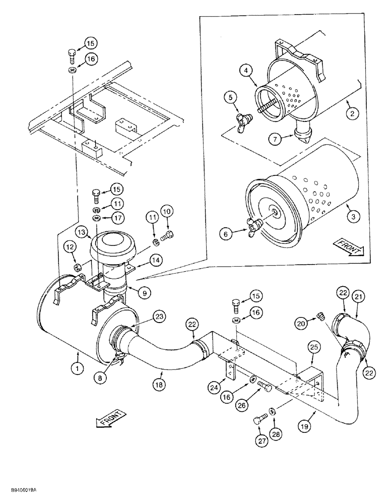 Схема запчастей Case 9030 - (2-06) - AIR CLEANER SYSTEM (02) - ENGINE