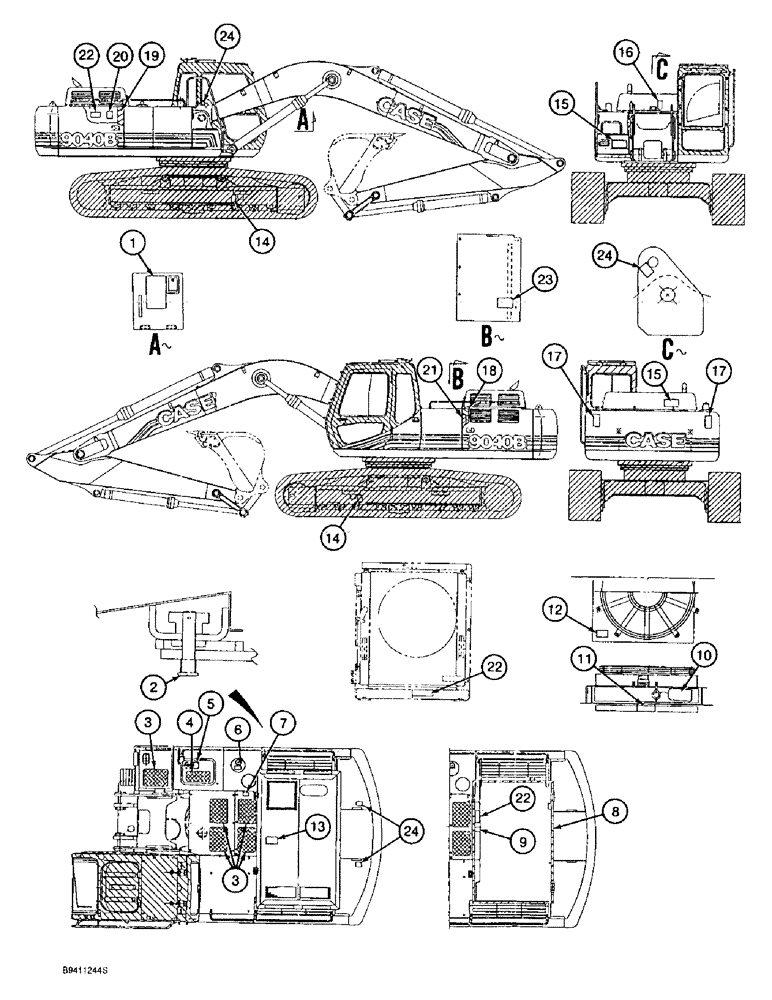 Схема запчастей Case 9020B - (9-120) - DECALS - FRENCH LANGUAGE, WARNING, DANGER AND MISCELLANEOUS (09) - CHASSIS