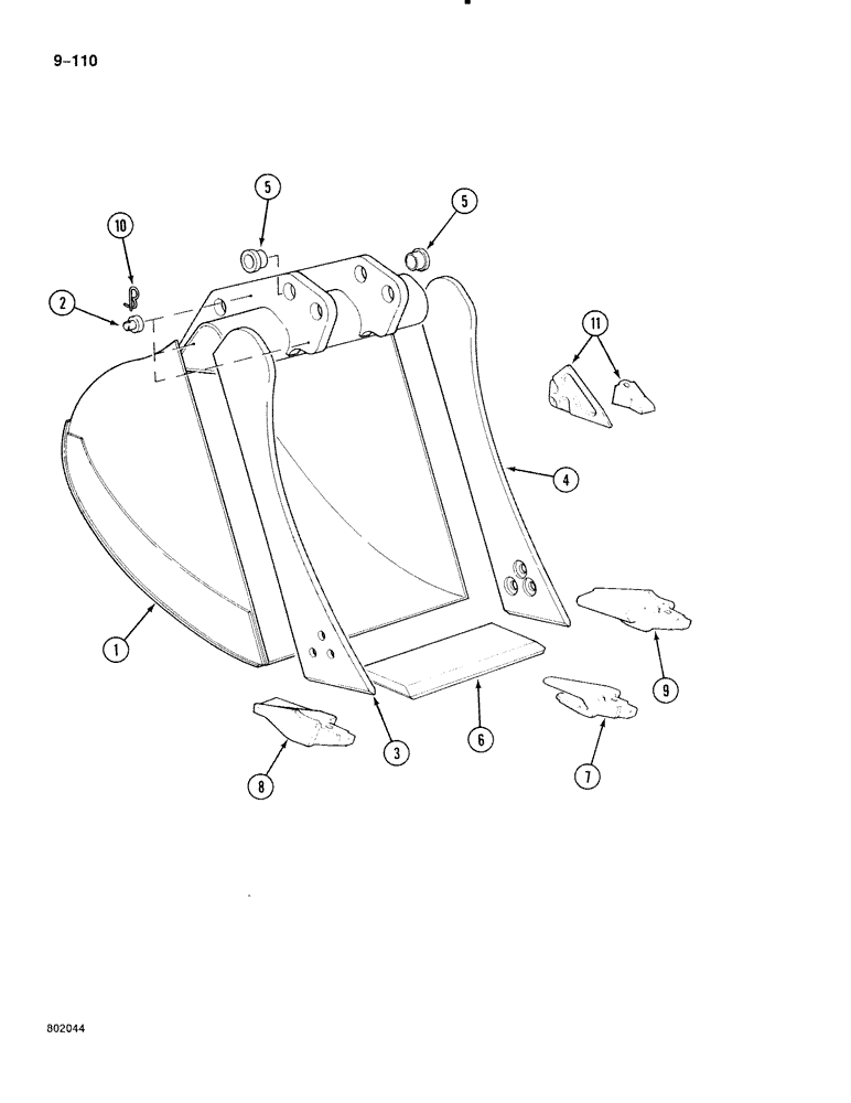 Схема запчастей Case 888 - (9-110) - BACKHOE BUCKET, BACKHOE BUCKET 51-1/8" WIDE (09) - CHASSIS