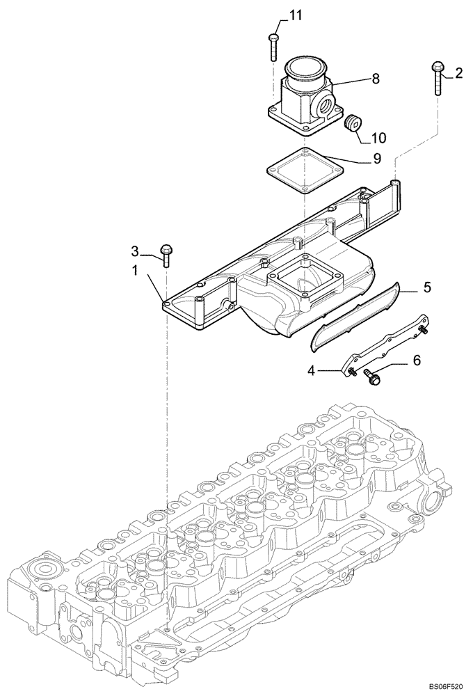 Схема запчастей Case 1150K - (02-28) - INTAKE MANIFOLD (02) - ENGINE