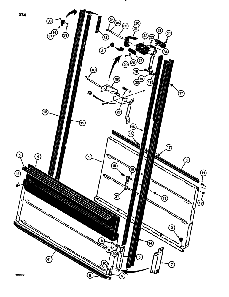 Схема запчастей Case 780B - (374) - CAB REAR WINDOW (09) - CHASSIS/ATTACHMENTS