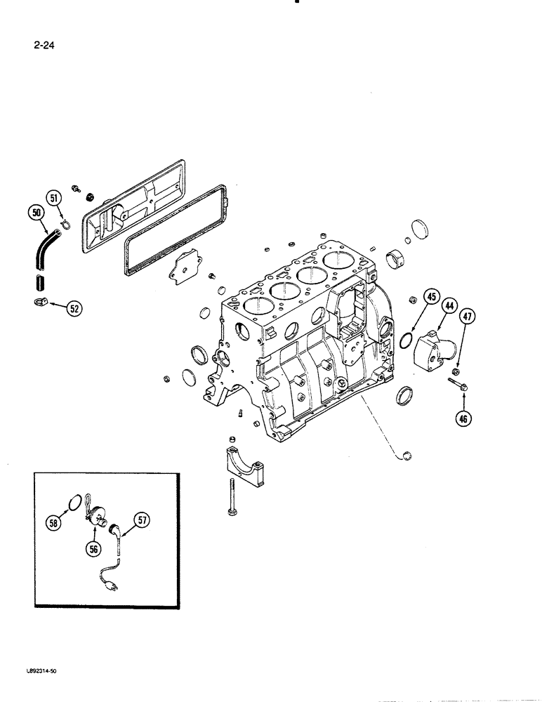 Схема запчастей Case 455C - (2-24) - CYLINDER BLOCK, 4-390 ENGINE (02) - ENGINE