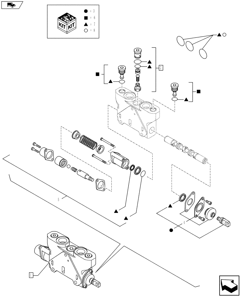 Схема запчастей Case 580SN WT - (35.724.09[04]) - LOADER CONTROL VALVE, 2 SECTIONS - BOOM SECTION (35) - HYDRAULIC SYSTEMS