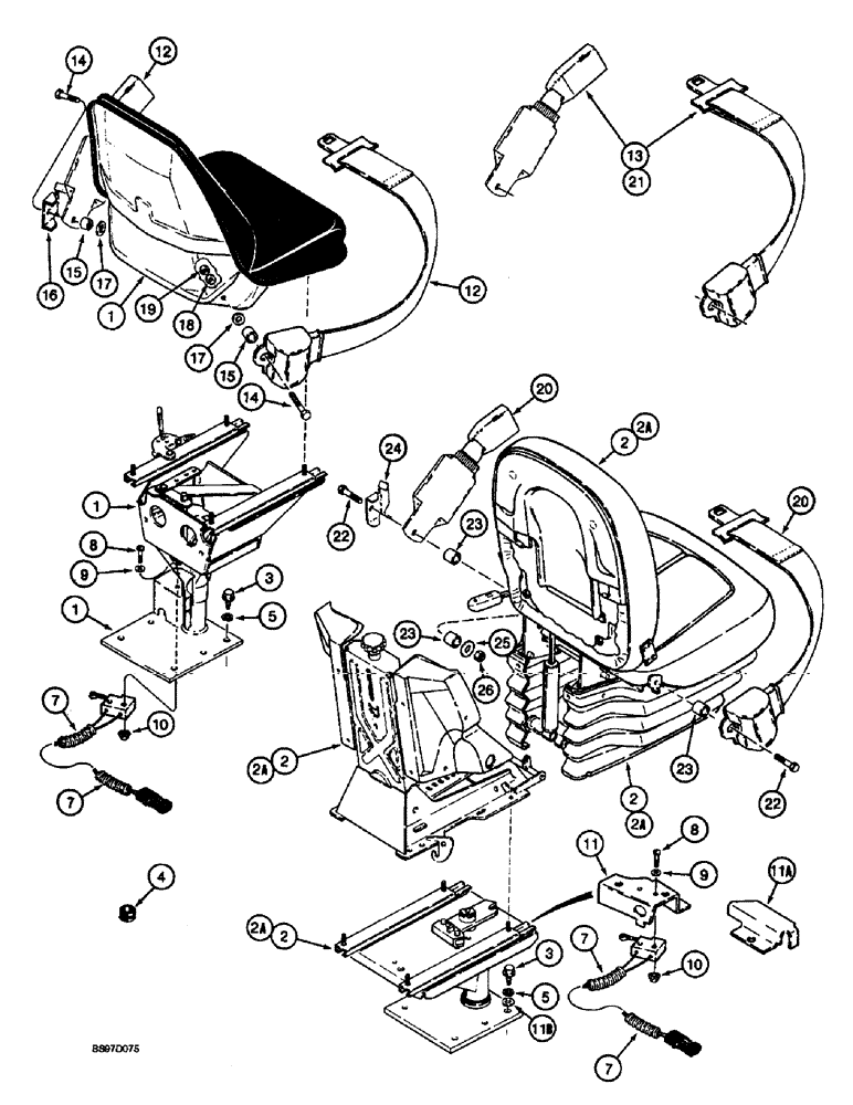 Схема запчастей Case 570LXT - (9-100) - SEATS AND MOUNTING PARTS, 580L MODELS (09) - CHASSIS/ATTACHMENTS