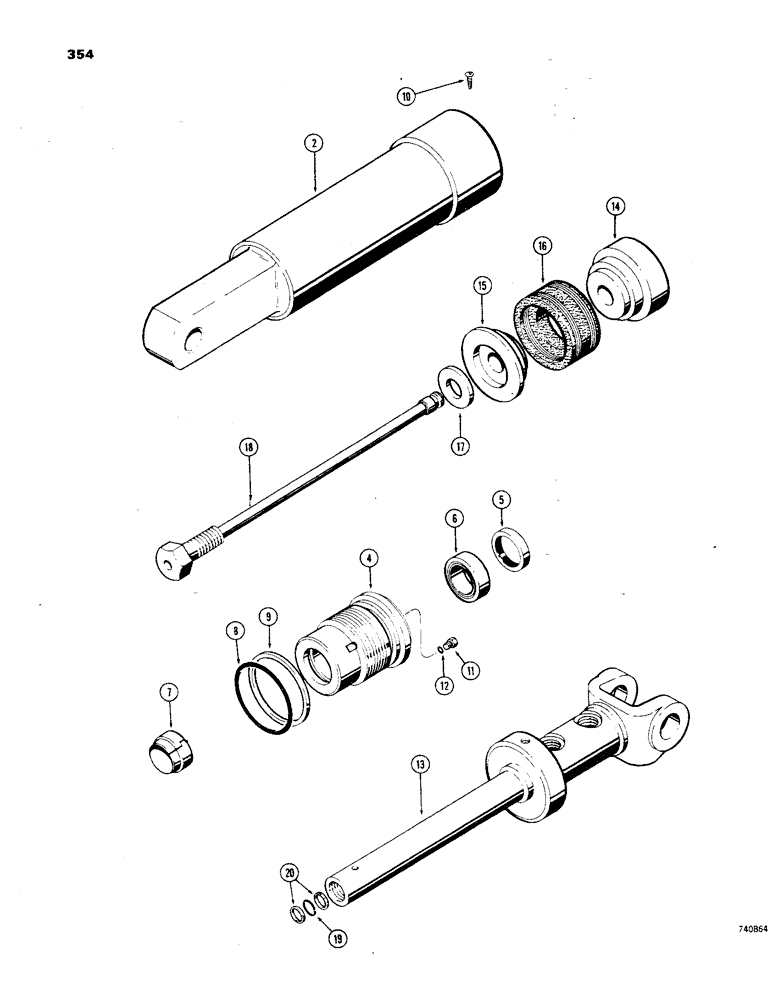 Схема запчастей Case 850 - (354) - G32623 TILT CYLINDER - ANGLE TILT DOZER, GLAND HAS SOLID OUTER ROD WIPER - NO I.D. RING (07) - HYDRAULIC SYSTEM