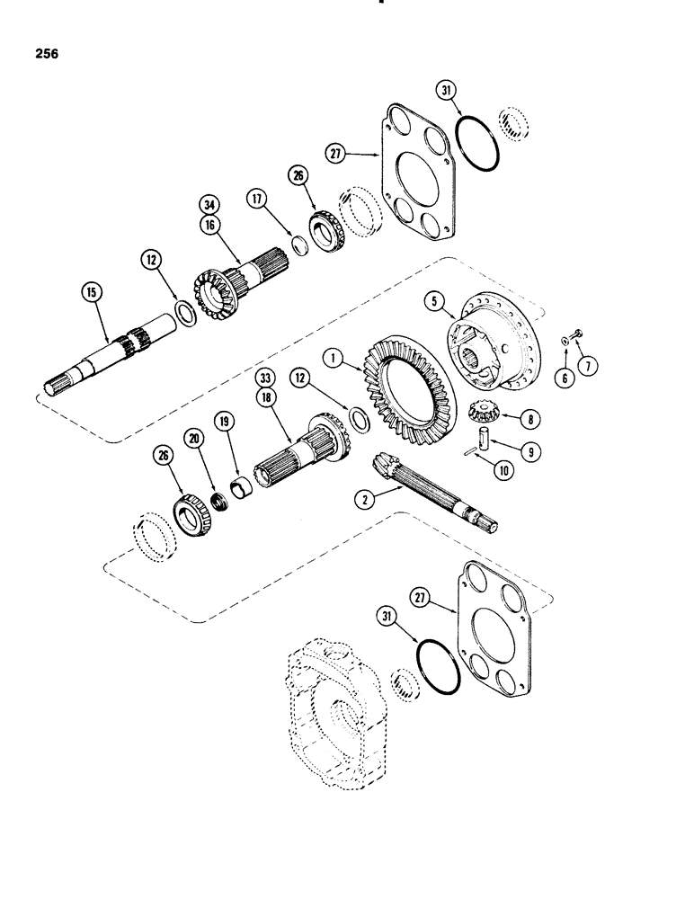 Схема запчастей Case 580SE - (256) - TRANSAXLE DIFFERENTIAL, TRANSMISSION SERIAL NO. 16270319 AND AFTER (06) - POWER TRAIN