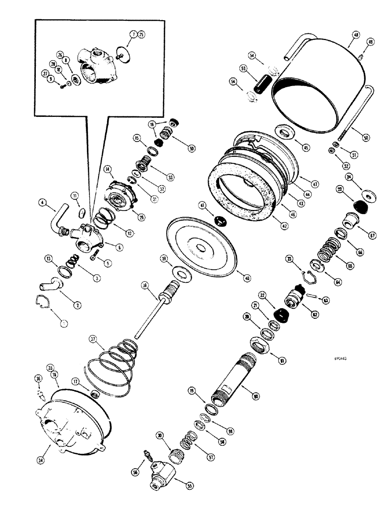 Схема запчастей Case 680CK - (124) - BRAKE SYSTEM, A18520 HYDROVAC CYLINDER (33) - BRAKES & CONTROLS